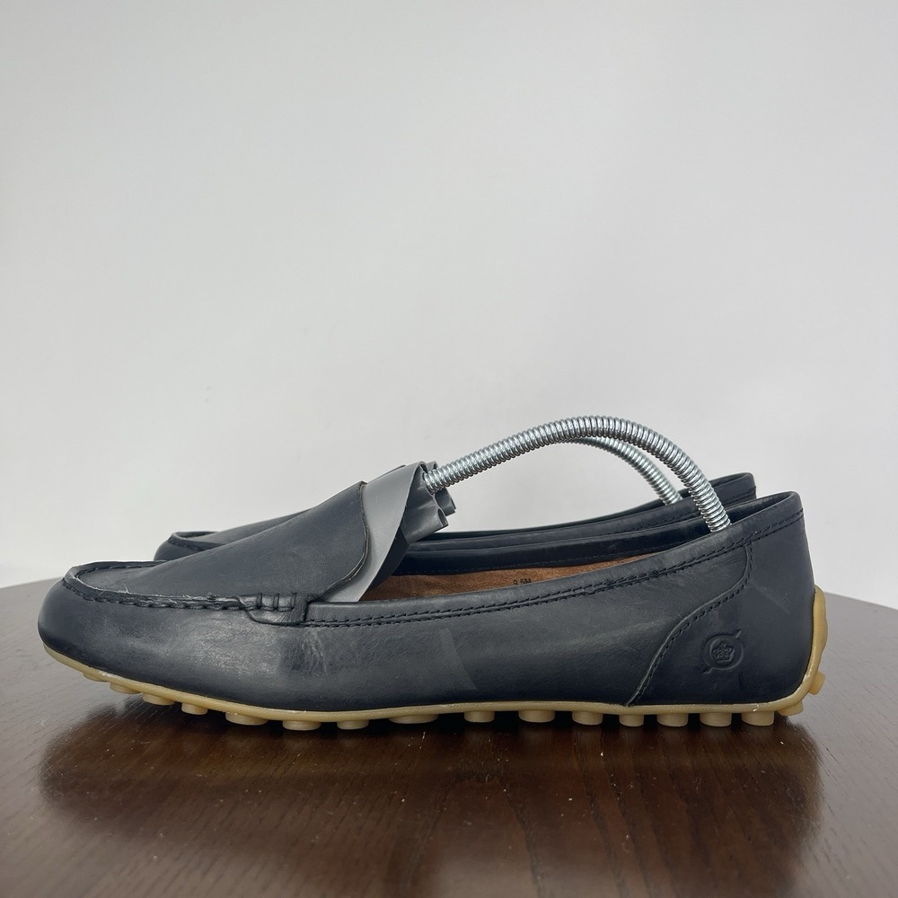 Born Axona Loafer Shoes‎ Women's 9.5M Black Leather Driving Mocs Sip On Moc Toe